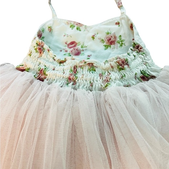 Flofullzique Floral Blush and White Kids Tulle Dress Size 1 - Picture 8 of 9